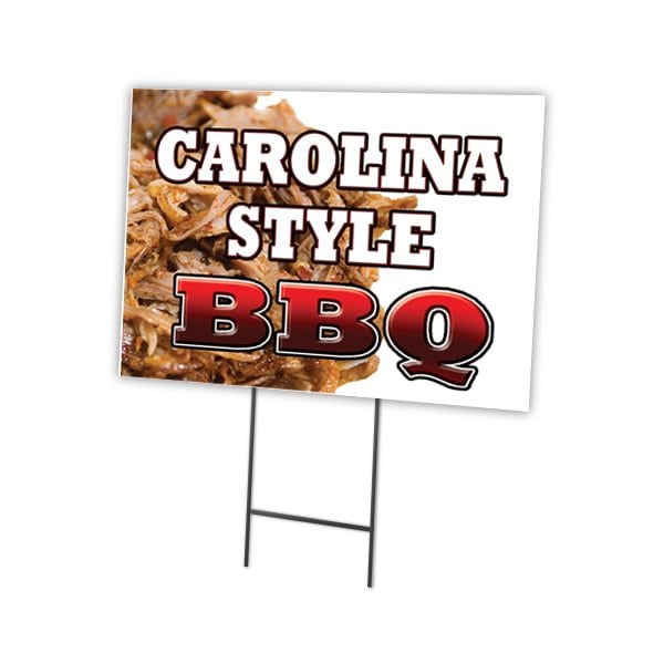 Carolina Style Bbq Yard Sign & Stake outdoor plastic coroplast window, C-1216-DS-Carolina Style BBQ